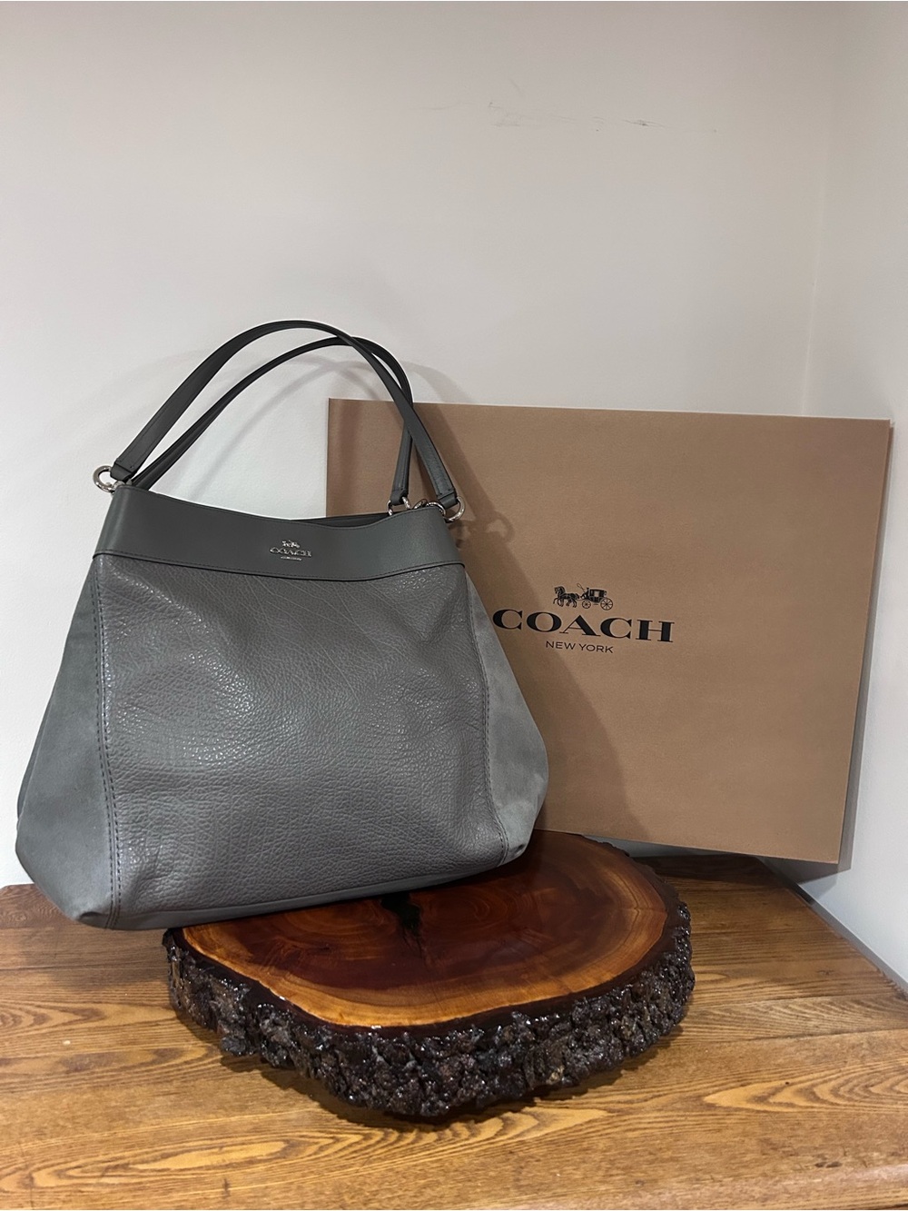 NWT Coach Lexy Gray Leather Shoulder Bag